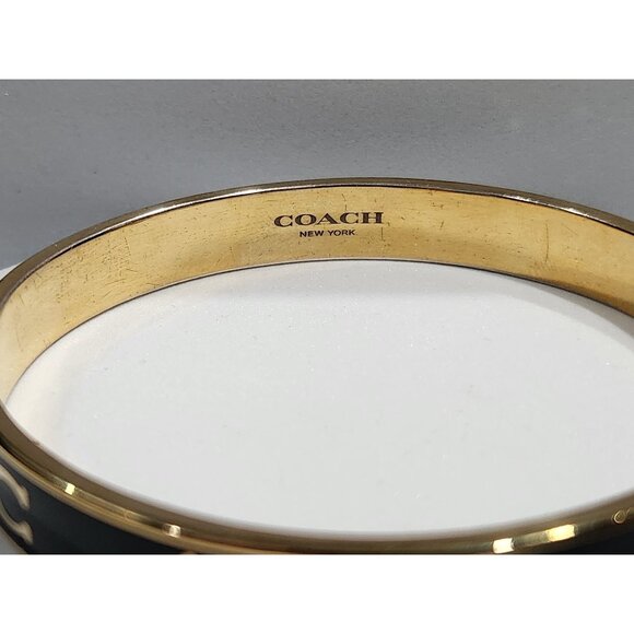 Coach Motif Bangle Bracelet F87950 (Black Enamel / Gold Tone) - Picture 5 of 7